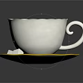 Decorative Teacup And Saucer With Purple Liquid White Daisy And Purple Flowers