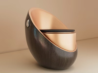 Modern Toilet With Copper And Dark Wood Grain Stylish Design For Bathroom 3d model