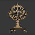 Brass Decorative Ornament Set With Blue Gemstone And Vintage Design Base