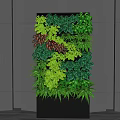 Vertical Green Plant Wall With Various Lush Green Leaves In Black Frame