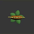 Cartoon Sunflower with Yellow Petals Orange Center Smiling Face and Green Leaves