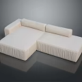 Sectional Multi Seat Sofa Featuring Light Colored Pleated Fabric and L Shaped Modern Design 3d model