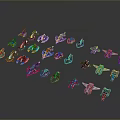 Assorted Colorful Small Toy Models With Various Designs And Bright Colors
