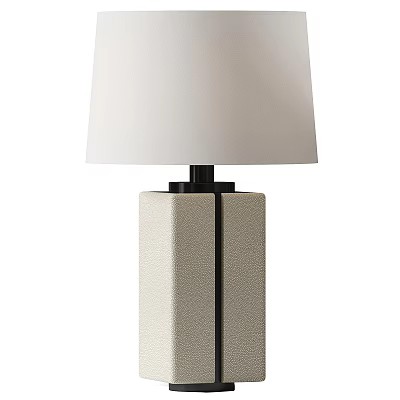 Modern Table Lamp With White Fabric Shade And Beige Textured Double Column Base 3d model