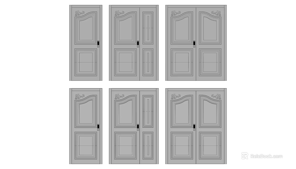 Elegant Decorative Double Doors With Intricate Panel Designs For Home Interior 3d model 