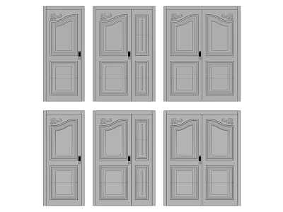 Elegant Decorative Double Doors With Intricate Panel Designs For Home Interior 3d model