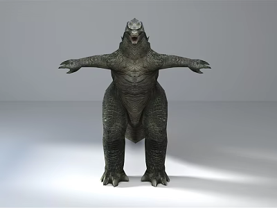 Reptile Standing In Posture With Outstretched Arms Muscular Body And Textured Skin 3d model