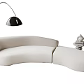 Modern Curved Sofa Multi-person Sofa Floor Lamp Side Corner 3d model