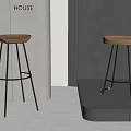Modern Bar Stools With Wooden Seats And Metal Frames In Minimalist Interior Setting