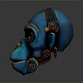 Ornate Blue Monkey Mask With Vibrant Orange Details And Shiny Gold Accents