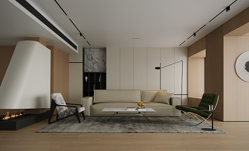 Modern minimalist living room 3d model