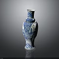 Blue And White Porcelain Vase With Traditional Landscape Sculpture Carving