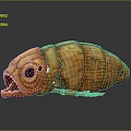 Fierce Orange Shell like Game and Movie Character with Large Mouth and Big Eyes