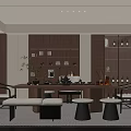 Elegant New Chinese Solid Wood Tea Table With Matching Seats For Cozy Home Tea Room