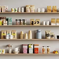 Organized Shelf Display With Various Packaged Products Containers And Items 3d model