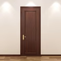 Light Colored Hinged Door with Golden Handle in Modern Minimalist Design