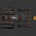 Futuristic Metallic Weapon With Cannons Thrusters Mechanical Parts And Colorful Accents