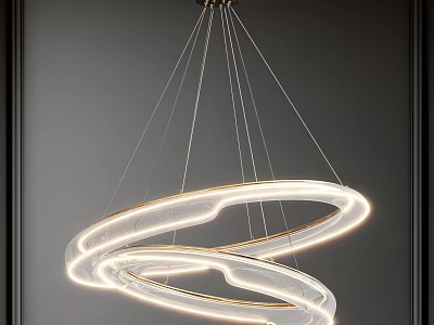 Elegant Modern Double Ring Glass Chandelier With Illuminated Circular Design 3d model