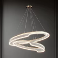 Elegant Modern Double Ring Glass Chandelier With Illuminated Circular Design