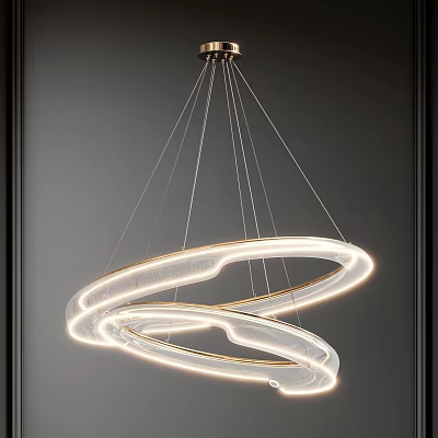 Elegant Modern Double Ring Glass Chandelier With Illuminated Circular Design 3d model