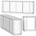 Elegant Modern Console Sideboard Cabinet With Marble Top And Gold Metal Trim