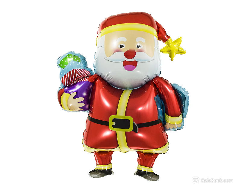 Christmas Santa Shaped Balloon With Colorful Gift And Yellow Star Decorative Living Supplies 3d model 