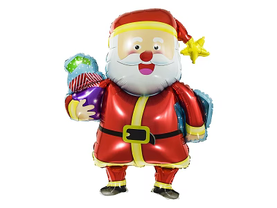 Christmas Santa Shaped Balloon With Colorful Gift And Yellow Star Decorative Living Supplies 3d model
