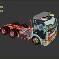 Modern Red And Gray Truck Chassis With Multiple Wheels And Roof Rack Design
