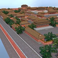 Traditional Chinese Ancient Architecture With Red Walls Golden Roofs And Symmetrical Courtyard Layout