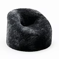 Black Plush Ottoman With Round Design And Cozy Comfort For Living Room Decor