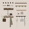 Practical Wall Mounted Wooden Hooks With Hanger Bars Holding Handbags Scarf And Umbrella