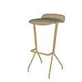 Two Modern High Bar Stools With Beige Seats And Metallic Golden Frames 3d model