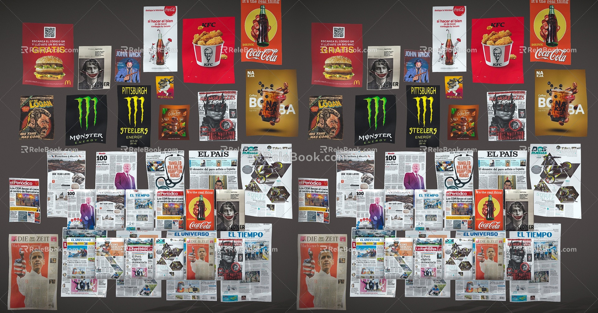 Modern Newspaper Current Affairs Newspaper Trump Obama Newspaper Advertisement Newspaper McDonald's Advertisement 3d model