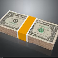 Everyday Essentials Stack of US Dollar Bills Bundled with Yellow Tape for Daily Use