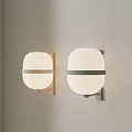 Modern Wall Lamps With White Shades And Metal Frames On Beige Wall
