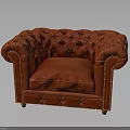 Red Tufted Chesterfield Armchair With Nailhead Trim And Soft Cushion