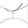 Modern Hanging Curved Metal Chandelier With Arched Lines And Minimalist Design