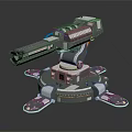 Futuristic High Tech Weapon With Metallic Design Blue Light Effects And Stand Base 3d model