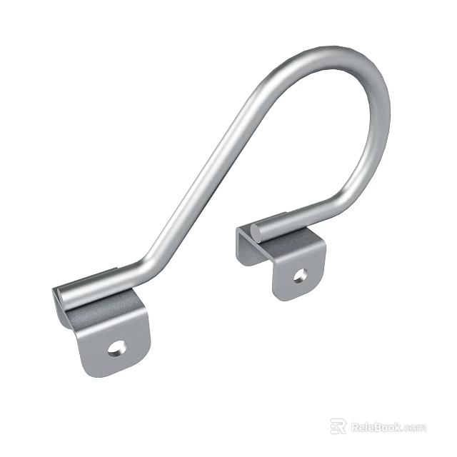 Silver Metal Hook with Mounting Brackets Screw Holes Simple Durable Design for Hanging Items 3d model 