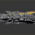 Futuristic Sci Fi Spaceship Featuring Metallic Texture Yellow Blue Accents And Complex Mechanical Details