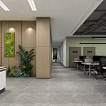 Modern Public Office Space With Open Layout Work Desks Office Chairs And Green Plants