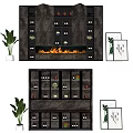 Modern Wine Cabinet Interior Design With Glass Doors Display Shelves And Decorative Plants