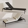 Modern Black And Beige Outdoor Lounge Chairs With Metal Frame And Comfortable Cushion