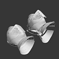 Classic Metal Hats With Perforated Patterns And Medieval Armor Style Displayed In Pair