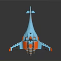 Futuristic Spacecraft With Blue And Orange Design Multiple Engines And Aerodynamic Wings
