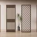 Modern Room Dividers With Various Geometric Patterns And Slatted Designs For Interior 3d model