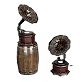 Vintage Gramophones With Large Wooden Barrel Base And Smaller Wooden Stand Design