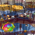 Modern trampoline classic unpowered net rope trampoline 3d model