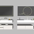 Modern Minimalist Washbasin Interior With White Countertop And Wall Mounted Mirror