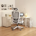 Gray Ergonomic Mesh Office Chair In Modern Home Office With Desk And Computer